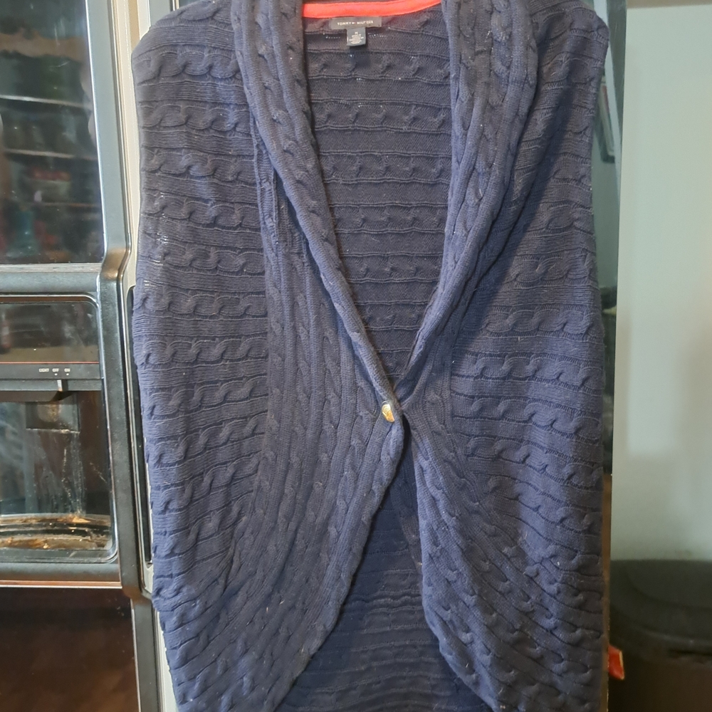 Navy Blue Cable Knit Cardigan